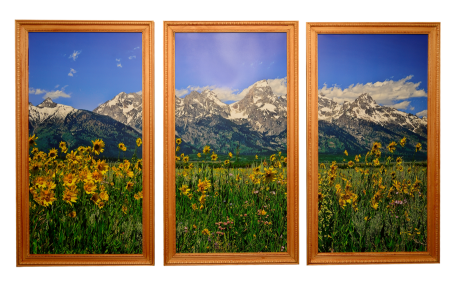 Tetons Triptych with Custom Pecan Finished Frames